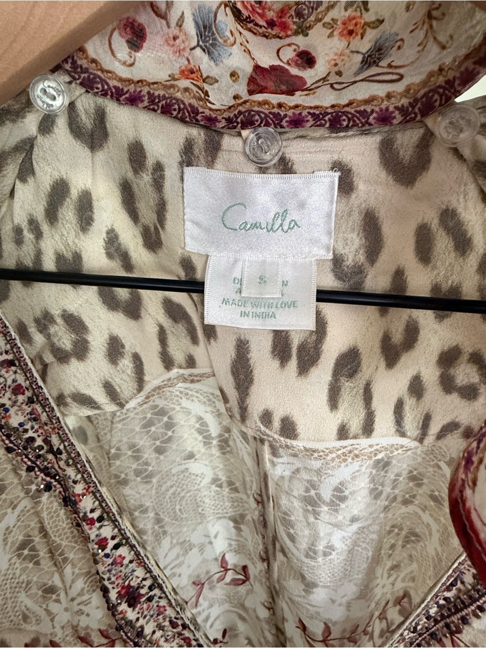 Camilla Silk Wrap Maxi‎ Dress Floral Butterfly Leopard Scarf Sash Embellished S - Picture 12 of 15